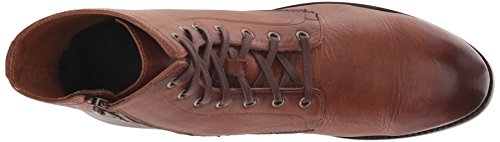 Image of Frye Bowery Lace Up Vintage-Style Leather Boots for Men - Fine Pull-Up Leather with Zipper Closure, Antique Brass Hardware, and Lug Traction Outsole