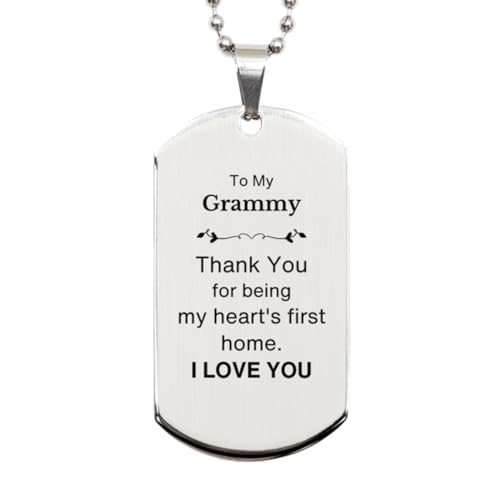 CUCOLUS Gran Gift. to My Gran, You're My Heart's First Home. Silver Dog Tag for Gran. Appreciation Gifts for Birthday. Thank You Message Gift