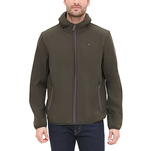 Image of Tommy Hilfiger Men's Lightweight Water Resistant Breathable Hooded Performance Softshell Jacket