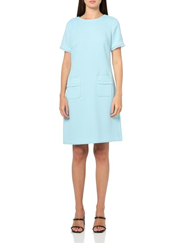 Image of Tommy Hilfiger Women's Pleated Trim Short Sleeve High Neck Shift Mini Dress