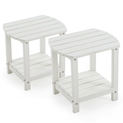 Adirondack - Tavolino da esterno in HDPE resistente alle intemperie – Tavolino da patio a 2 ripiani per braciere, balcone, giardino, piscina, bagno, soluzione di archiviazione durevole ed elegante