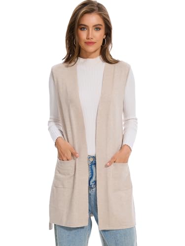 Image of Beautiful Nomad Sleeveless Cardigans for Women Long Sweater Vest