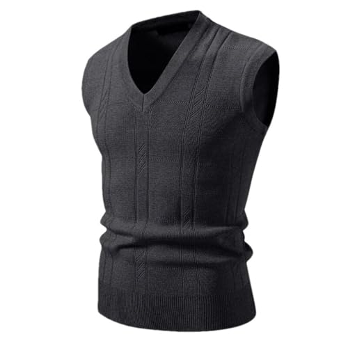 Men's V-Neck Sleeveless Vest Classic Pullover Knitted Waistcoat Sweater Tank Tops Outdoor