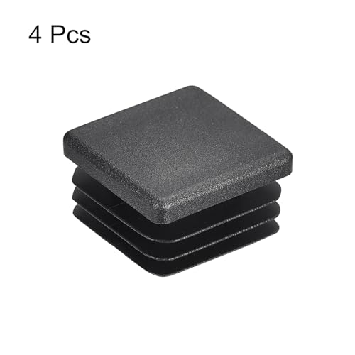 Image of uxcell 4Pcs 25mmx25mm(0.98inch) Plastic Tubing Plug Square Post End Caps for Handrail Stair Newel Guardrail Tube Black