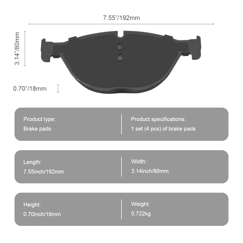 Image of D1409 Front Ceramic Brake Pads Kit Fit For BMW 528i 2012-2013, For 528i xDrive 2012-2013, For 535i GT 2010-2017, For 535i GT xDrive 2011-2017, For 550i 2011-2016