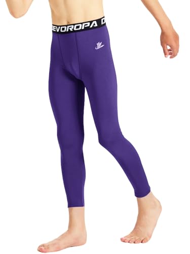 Image of DEVOROPA Boys Leggings Youth Compression Pants Sports Tights Basketball Football Baseball Soccer Baselayer Slim /Regular /Husky