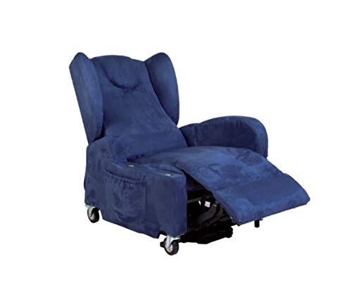 TERMIGEA Poltrona Relax Elevabile Elettrica, Per Anziani Reclinabile a 2 Motori Con Alzata Verticale E Telecomando, Ausilio Disabili, Dimensioni , Colore, Blu, 77 X 87 107 Cm