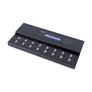 StarTech.com 1:15 USB Stick Klonstation und Löscher, Kopierer für mehrere USB Laufwerke, System and File und Sector-by-Sector Kopieren, 1,5 GB/min, Single und 3-Pass Löschen, LCD Display (USBDUPE115)