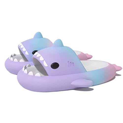 Shark Slides Unisex, Cute Rainbow Shark Slides Adult, New Shark Slides Upgraded Thick Bouncy Cushion Cloud Shark Slides - Main Image