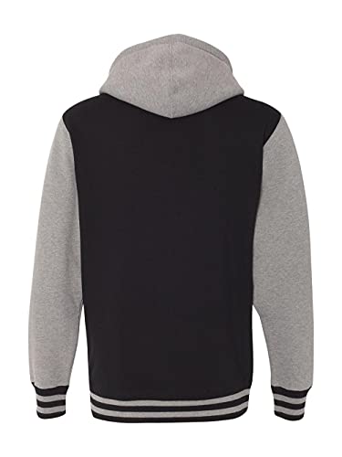 Independent Trading Co. - Heavyweight Varsity Full-Zip Hooded Sweatshirt - IND45UVZ - S - Black/Gunmetal Heather3