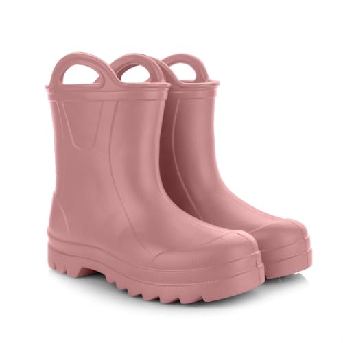 LEMIGO Botas de lluvia para niños muy ligeras de espuma EVA con mango para niños y niñas 735 Doggy, Rosa., 32 EU