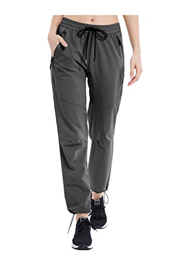GMTTFOUR Women's Outdoor Hiking Pants Lightweight Quick Dry Cargo Capri Pants Water Resistant UPF 50 Zipper Pockets(Dark Grey,S)