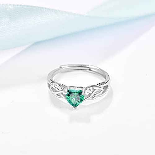 Praymos Emerald Rings For Women Heart Ring 925 Sterling Silver Green Ring May Birthstone Rings Open Rings … #TOP1