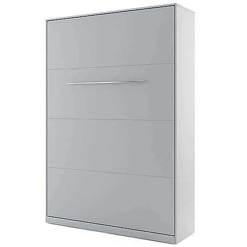 Homlando Lenart Concept Pro CP01 Lit mural, 140 x 200 cm, lit pliant vertical, armoire avec lit pliant intégré, gris mat