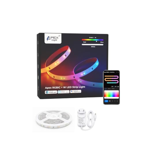 Image of APEX LIGHT RGBIC + W Smart LED Strip Light | Multi-Color RGBIC + 6000K Pure White LEDs | Alexa & Google Compatible | Music Sync with Dynamic Modes | App Control | 1 Year Warranty