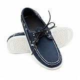 Zerimar Men's Genuine Leather Boat Shoe, Chaussures décontractées élégantes et légères pour Un Usage Formel ou Quotidien, Chaussures Confortables, Bleu Marine, Taille 42