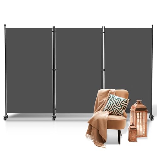 ISOISL Paravent, Raumteiler klappbar auf Rollen 3-teilig 263×181...