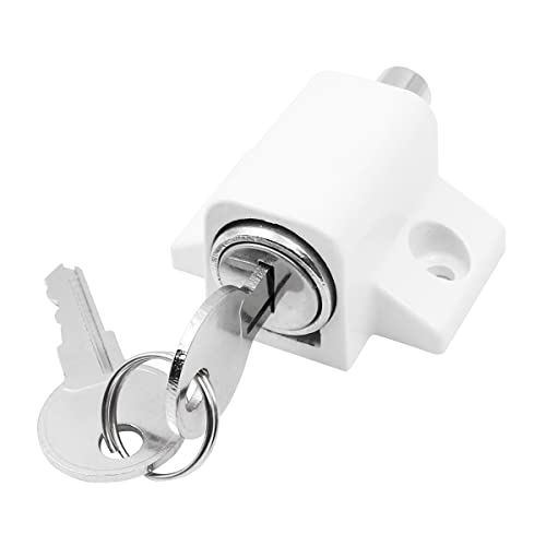 WANGCL 2Pcs Sliding Patio Lock Security Lock Bolt for Windows or Doors Universal Locks with Keys(White) - Image 2