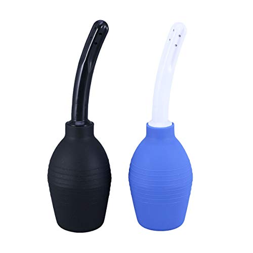 2pcs 310ml Safe Douche Anus Cleaner Vaginal Flusher Washing Enemator para adultos (preto e azul)