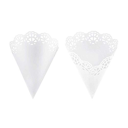 Publilancio Srl 10 Stücke Kegel Papier Bestickt 20 cm Mandeln Beutel Weiß