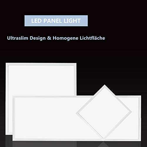 LED Panel Deckenleuchte 120x30cm Kaltweiß, 6000K, 40W, dünn Ultraslim Deckenlampe, Silberrahmen, Wandleuchte für Wohnraum, Bad, Flur, Wand, Decke, Küchen Cover