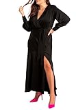 ELOQUII Women's Plus Size Satin Maxi Dress - 18, Black Onyx