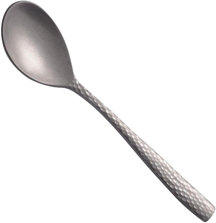 Silverware Flatware Set, 1/4/6/8/10/12 Pieces Hammer Matte Retro Coffee Stirring Spoon Tea Spoon 304 Stainless Steel Dessert Retro Spoon(10 Pieces)
