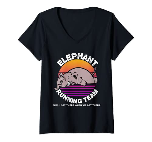 Mujer Funny Elephant Running Team Sweater Kids Men Women Gift Camiseta Cuello V
