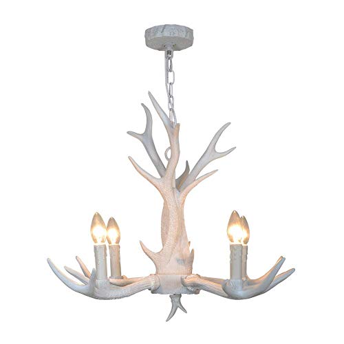 LHXINDMY Americana Arañas De Cuernos,comedor lámparas de cuerno de venado,4 Luces (bombillas...