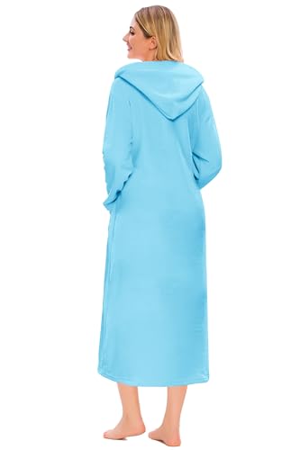 Image of Umeyda Girls & Women Fleece Hooded Robes, Soft Fuzzy Bathrobe Warm Plush Fluffy Bath Robe for Kids Womens