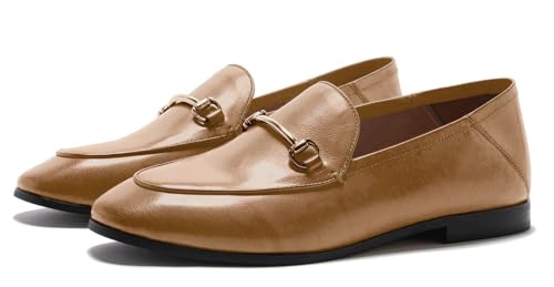 Image of Women's Cow Leather Slip On Loafers Metal Decoration Flat Mules