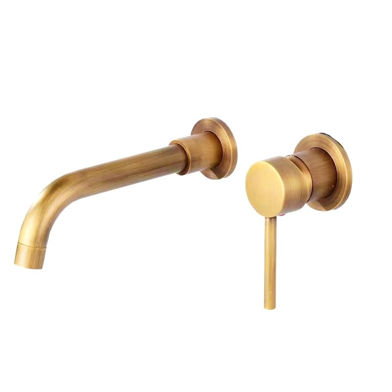 imiiHO 017 Rubinetto per lavabo da parete, ottone spazzolato, tono bronzo, rubinetto da parete per bagno