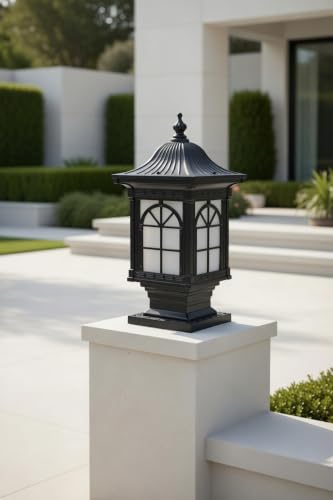 Image of Weldecor Outdoor Main Gate Pillars Light | Heritage Black Waterproof Aluminium Die-Cast LED Compatible Lamp for Home Entrance, Boundary Wall & Garden (1 Pc)