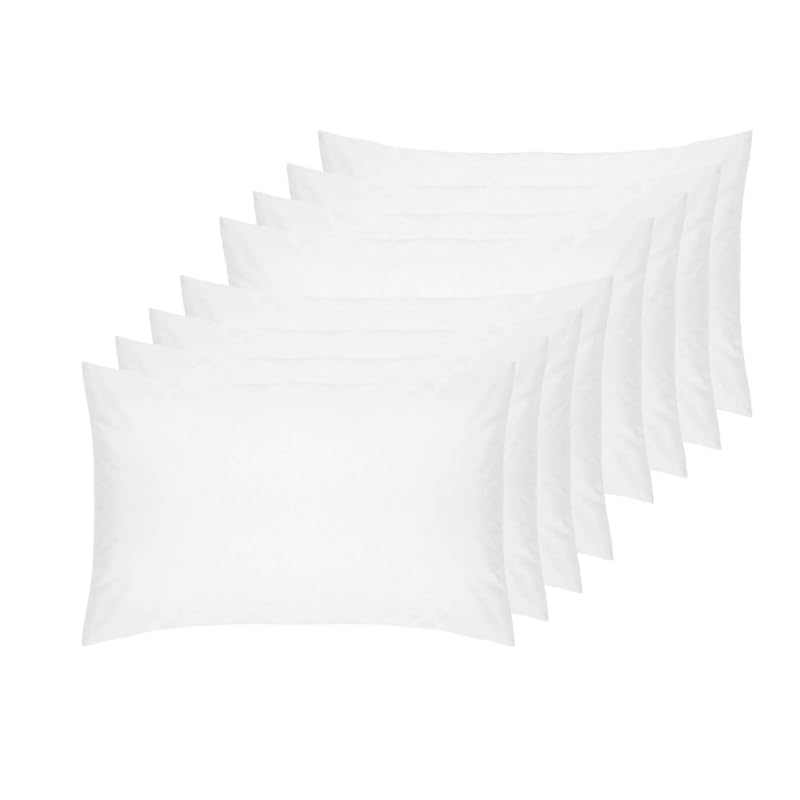 DTEX HOMES Pillow Cases 8 pack Easy Care Soft Brushed Microfiber Shrinkage and Fade Resistant white pillow cases -8 x Standard Size Pillow Cases (50 x 75cm)