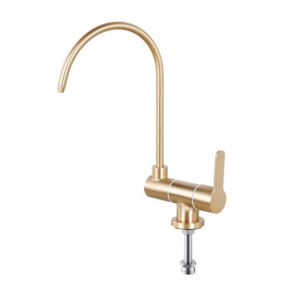 WDSOPK Water Filter Tap Brushed Gold Single Cold Pure Faucet Folding Rotating Faucet-F (A A)