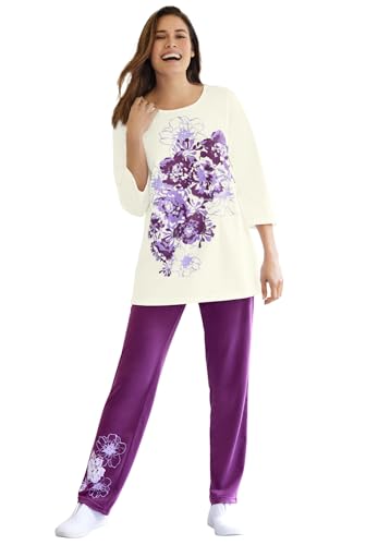 Woman Within Plus Size Floral Tee And Pant Set