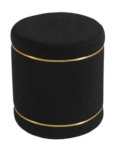 Image of Pouffes Sitting Stool for Living Room, Puffy Wooden Ottoman | Round Pouffe for Living Room & Bedroom | Pouf for Office & Home Decoration & Modern Seating Stool (Black)