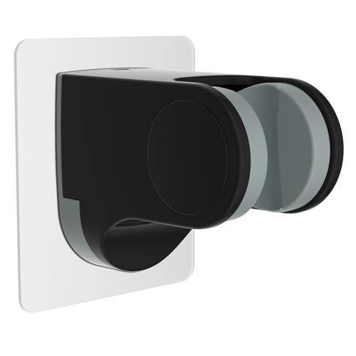 Hibbent Shower Head Holder, Strong Adhesive, Waterproof, Height Adjustable, Wall Mount, No Drilling, Matte Black 1 Pack Black