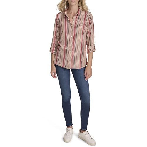 Image of Nautica Women's Button Front Long Sleeve Roll Tab Shirt