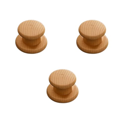 Image of 3 Piece Steam Beech Wood Drawer Knob 1.5 Inch| Premium Wooden Cabinet Door Handle | Round Furniture Knobs for Drawers, Wardrobes & Cupboards | Natural Finish Pull Handle for Home & Kitchen