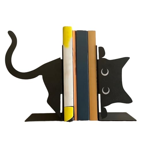 Dekorative Bücher Für Katzen | Paar Einzigartige Bücher Für Bücher, 1 Paar Niedlicher Chat Livre Für Schwere Bücher | Kreatives Von Niedlichen Katzen -gepacktem Wohnzimmer In Schwarzem Metall