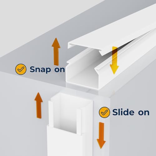 Image of Cord Hider for Wall Mounted TV - Fits 3-4 Cables, 110in Paintable Cable Concealer Kit, Self-Adhesive Wire Cover Channel, Cable Raceway Wire Hider for Power Cords, 7X L15.7in X W1.00in X H0.63in, White