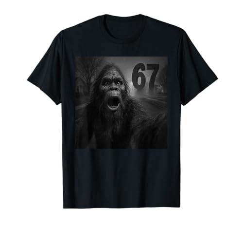 Funny Six Seven 6 7 Meme Gen Z Alpha Slang Bigfoot Selfie T-Shirt