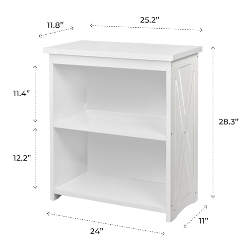 Image of Rustic Bedside Table with Storage Shelf, Wood End Table for Bedroom & Living Room, Narrow Farmhouse Side Table, Modern Nightstand for Bedroom, Living Room and Office (White)