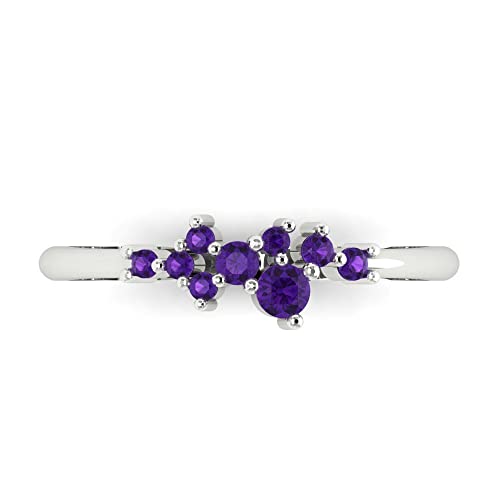 Clara Pucci 0.17 tcw Eternity Wedding Band for Women - 2.5mm Round Cut Amethyst Birthstone Gold Ring - 14K White Gold Stacking Bridal Wedding Ring for her
