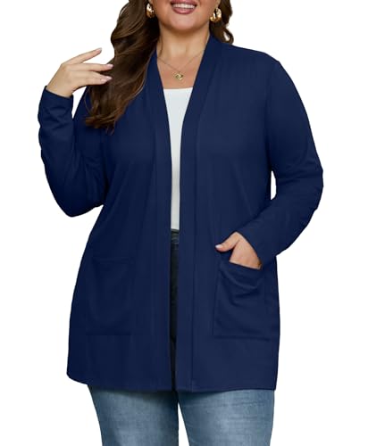 Image of OLRIK Plus Size Cardigan for Women 2026 Lightweight Open Front with Pockets