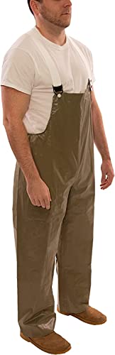 Image of Tingley Magnaprene O12007 Overalls, Extra-Large, Yellow | Taped seams for 100% waterproof protection, Stitched seams, Neoprene on nylon plain front overalls, Olive Drab