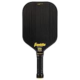 franklin sports carbon stk, pagaia per pickleball, approvata usapa, superficie in fibra di carbonio per spin e controllo, nucleo poly pro per potenza, impugnatura antiscivolo, serie pro, nera, 17 mm