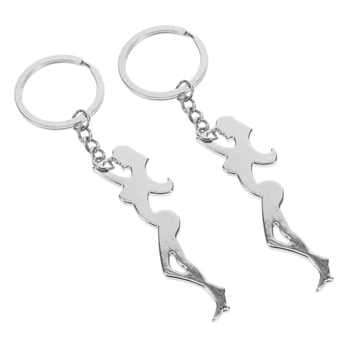 DEARMAMY 2 Piezas llavero abrebotellas llavero decorativo abrelatas decorativo abridor de cerveza abridor manual sacacorchos decoración de llavero llaveros creativos Aleación de zinc Silver