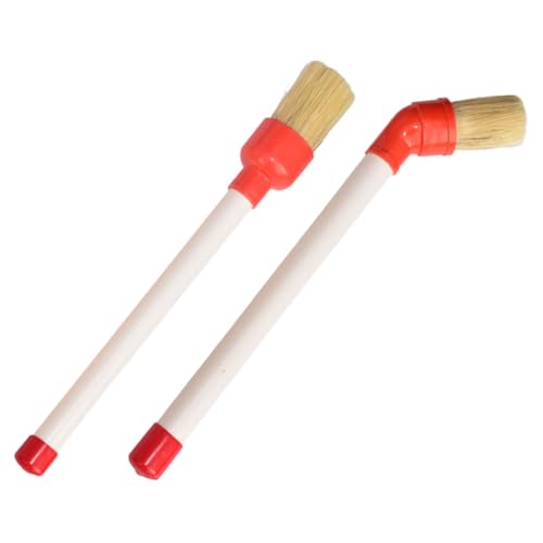 PRETYZOOM 2 pièces Brosse de Graissage pour Pneus Voiture Pinceau Souple à Tête Ronde et Coudée Brosse de Détail Compacte pour Entretien et Nettoyage des Roues